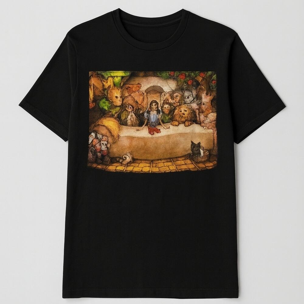 Wizard of Oz “Last Supper” Parody Tee by Big Chris Art Black Graphic T-Shirt MED
